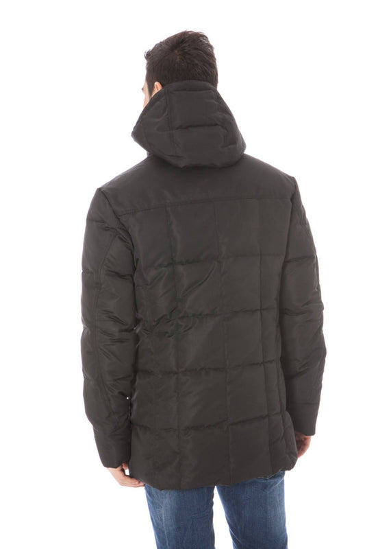 Black Polyester Men Jacket