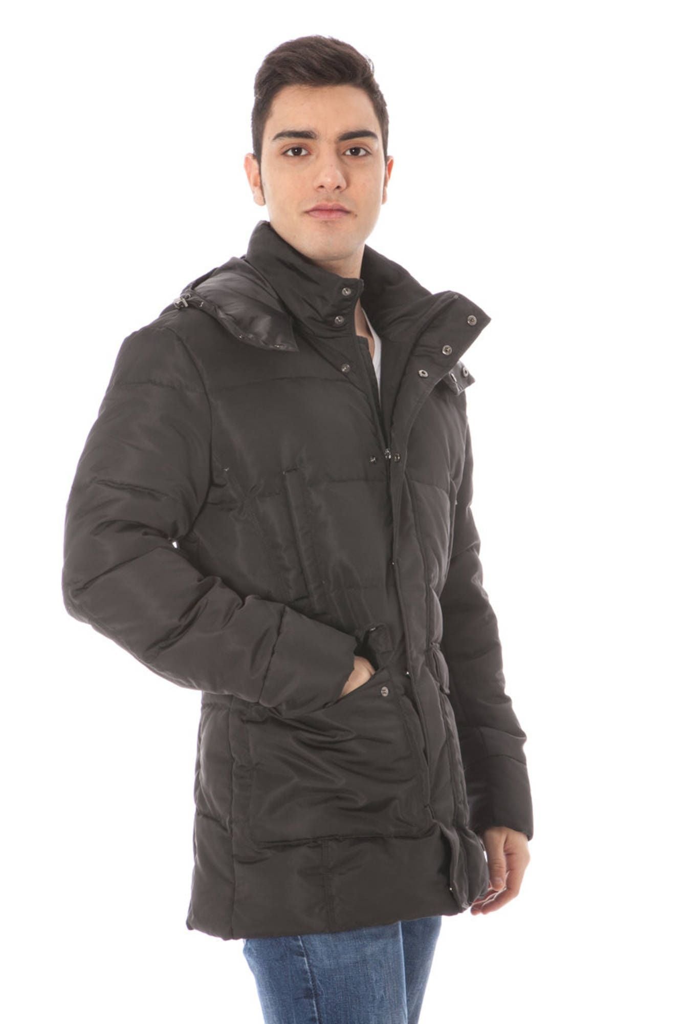 Black Polyester Men Jacket