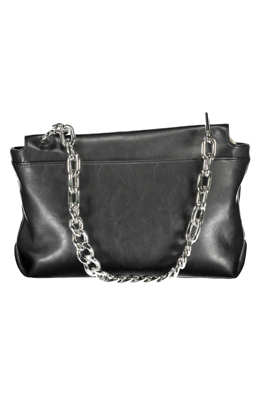 Black Polyurethane Women Handbag