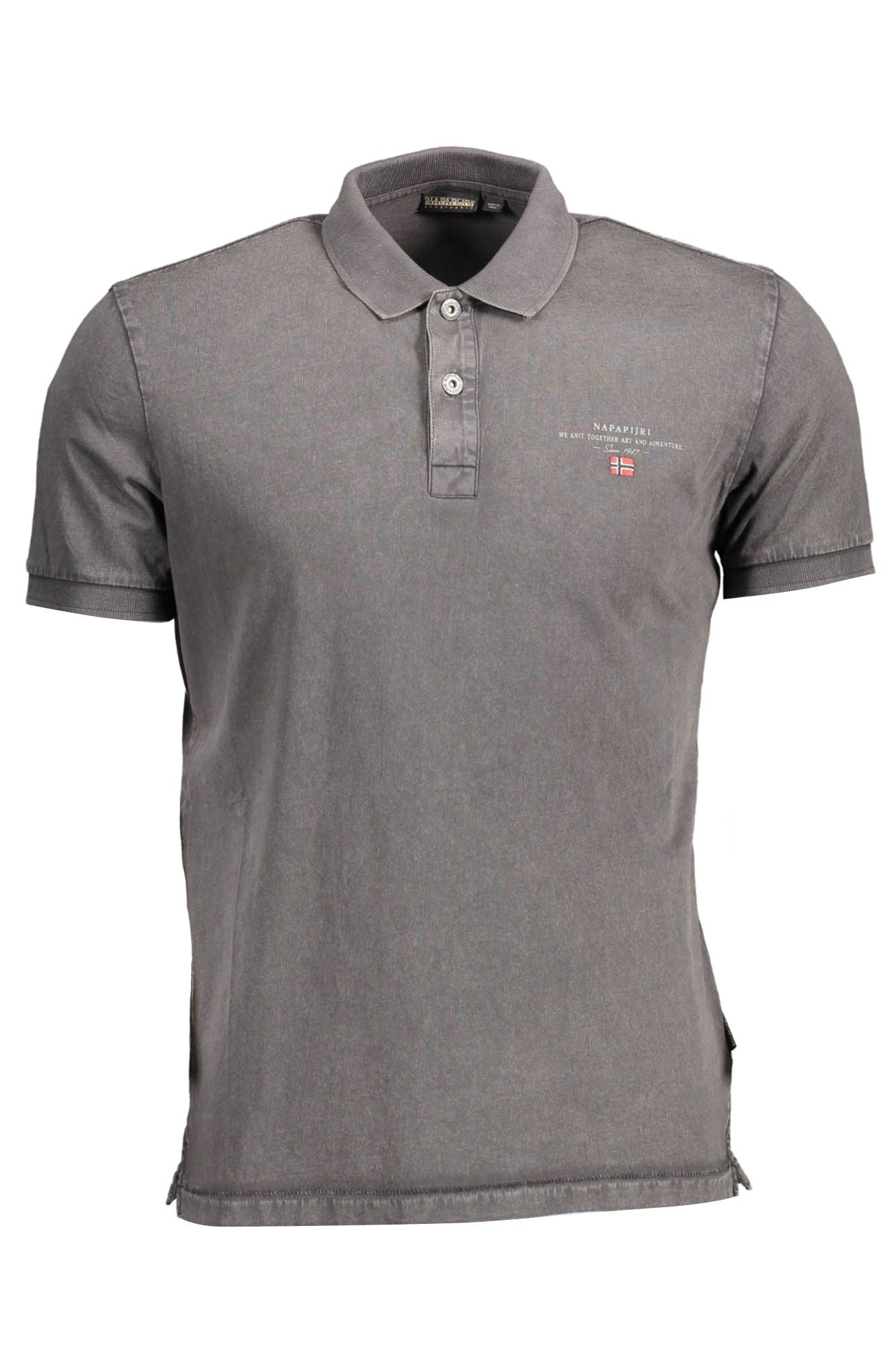 Gray Cotton Men Polo Shirt