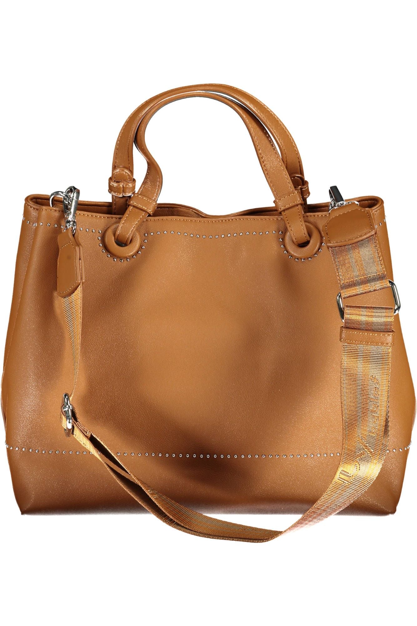Brown Polyurethane Women Handbag