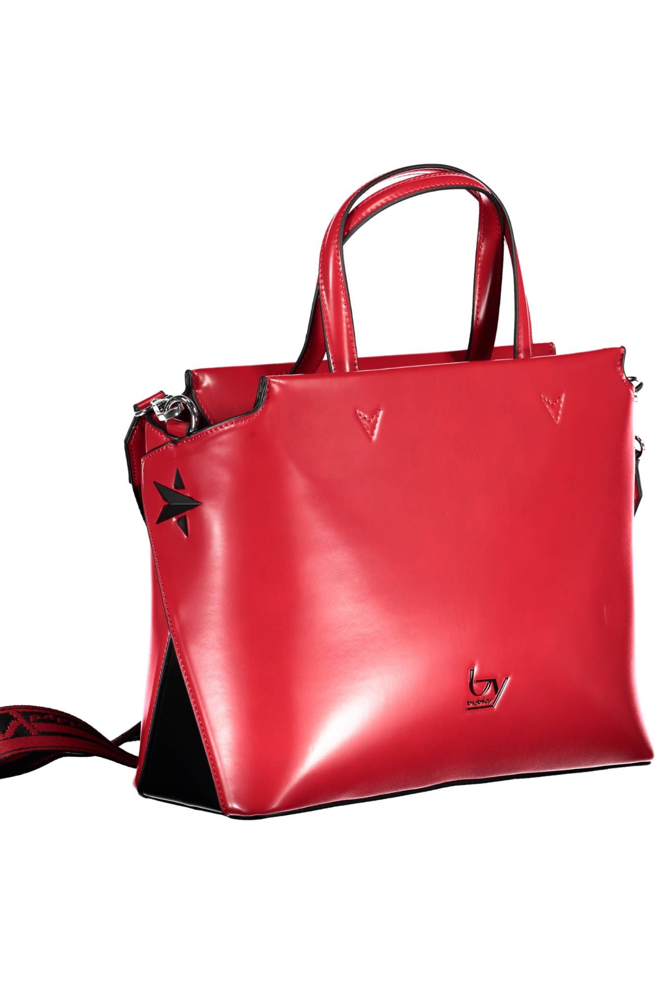 Red Polyurethane Women Handbag