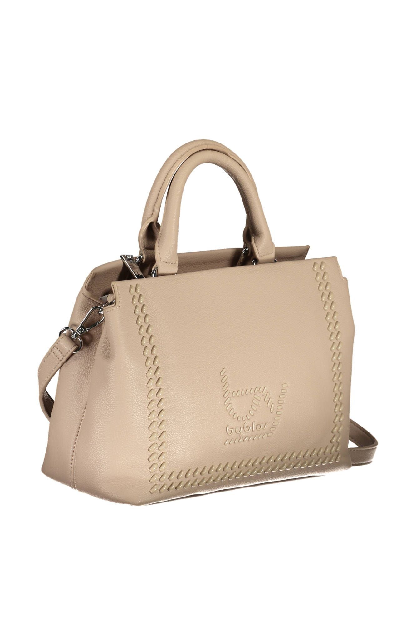 Beige Polyurethane Women Handbag