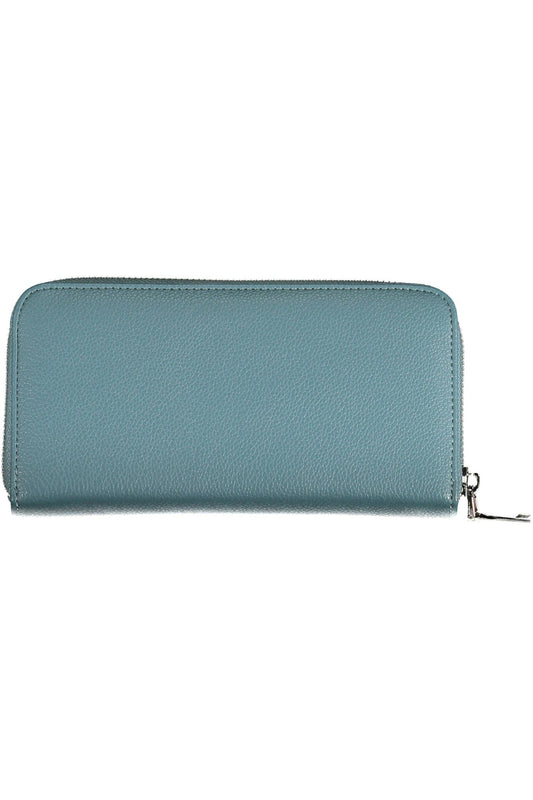 Blue Polyurethane Women Wallet