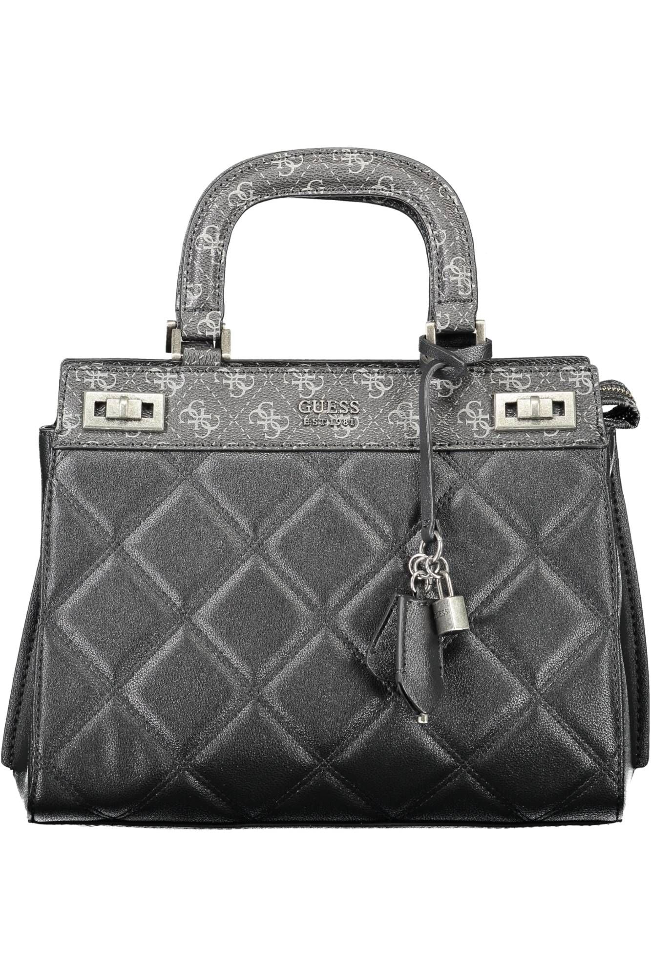 Black Polyurethane Women Handbag