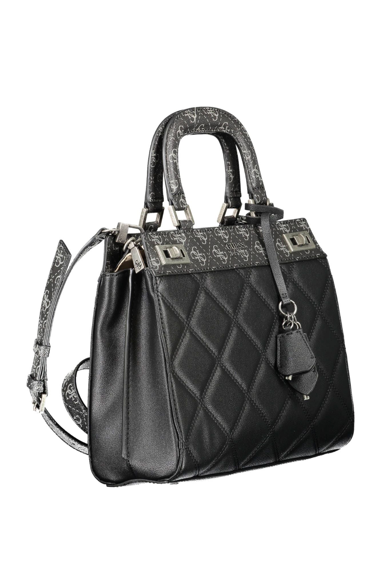 Black Polyurethane Women Handbag