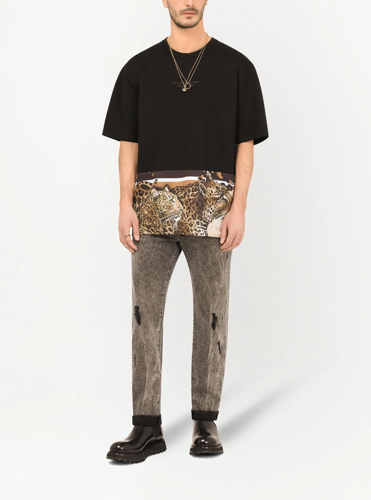 Black Cotton Men T-Shirt