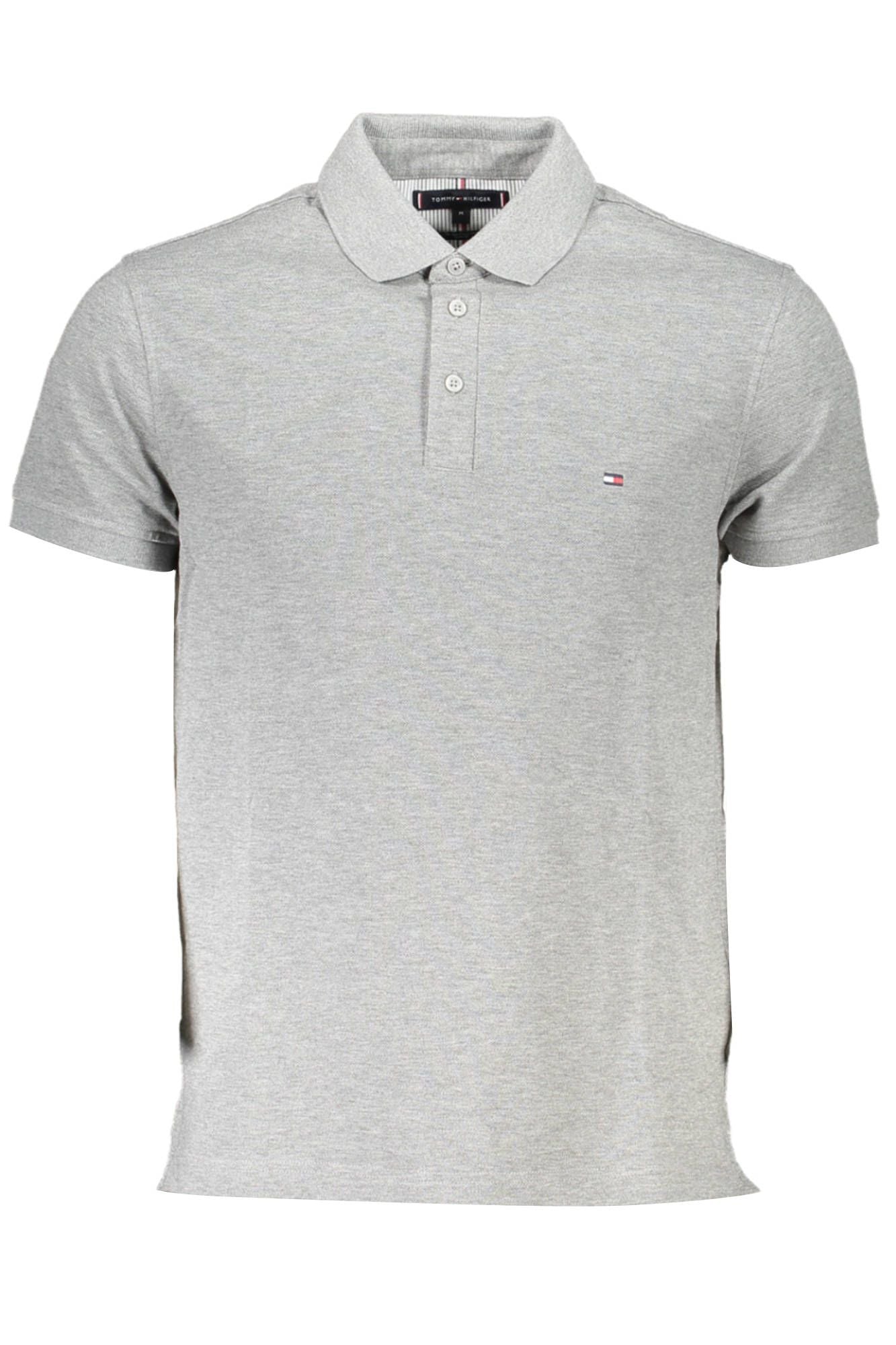 Gray Cotton Men Polo Shirt