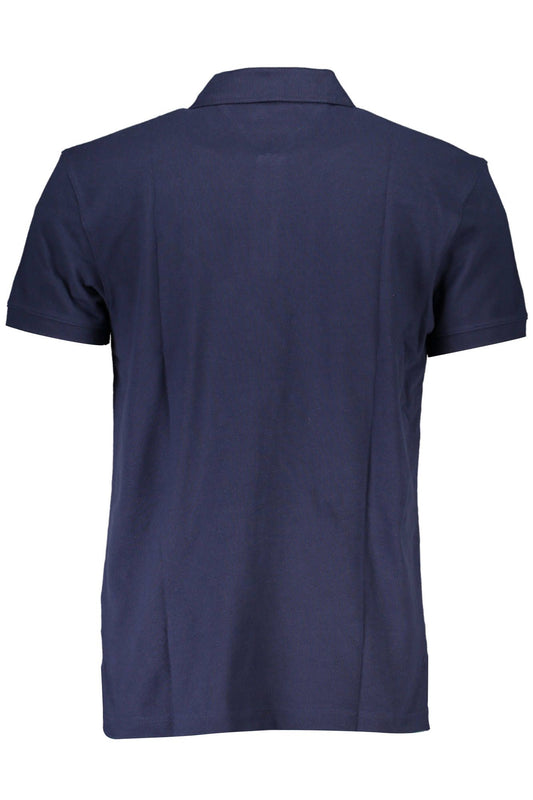 Blue Cotton Men Polo Shirt