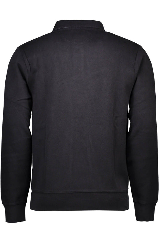 Black Cotton Men Polo Sweater