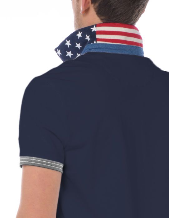 Blue Cotton Men's Polo Shirt