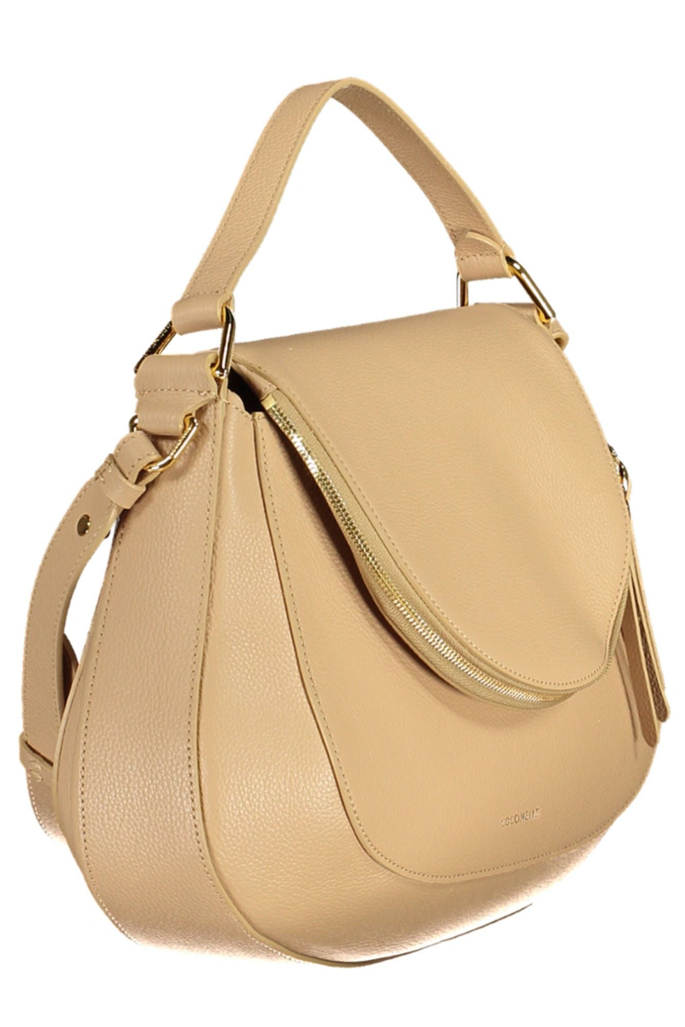 Beige Leather Women Handbag