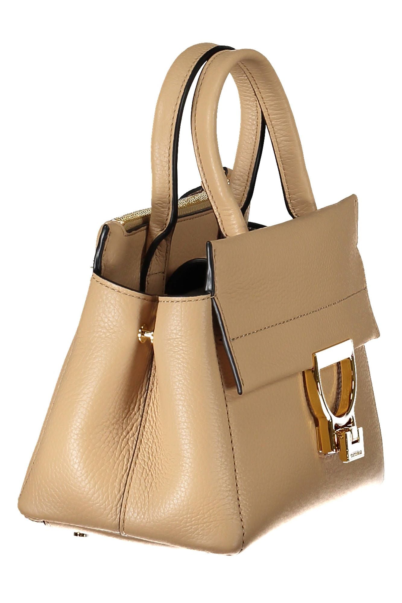 Beige Leather Women Handbag