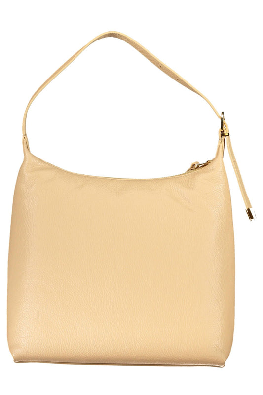 Beige Leather Women Handbag