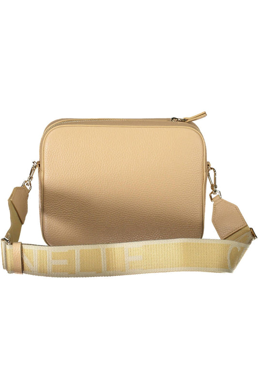 Beige Leather Women Handbag