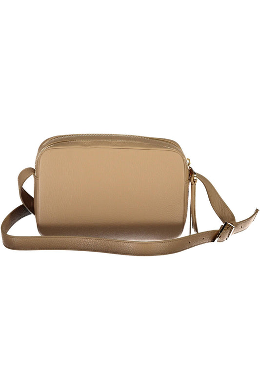Beige Leather Women Handbag