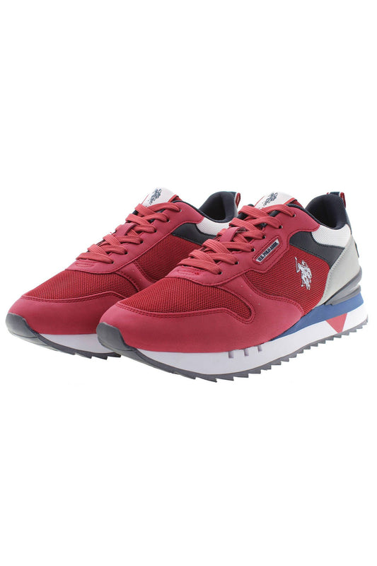 Red Polyester Men Sneaker