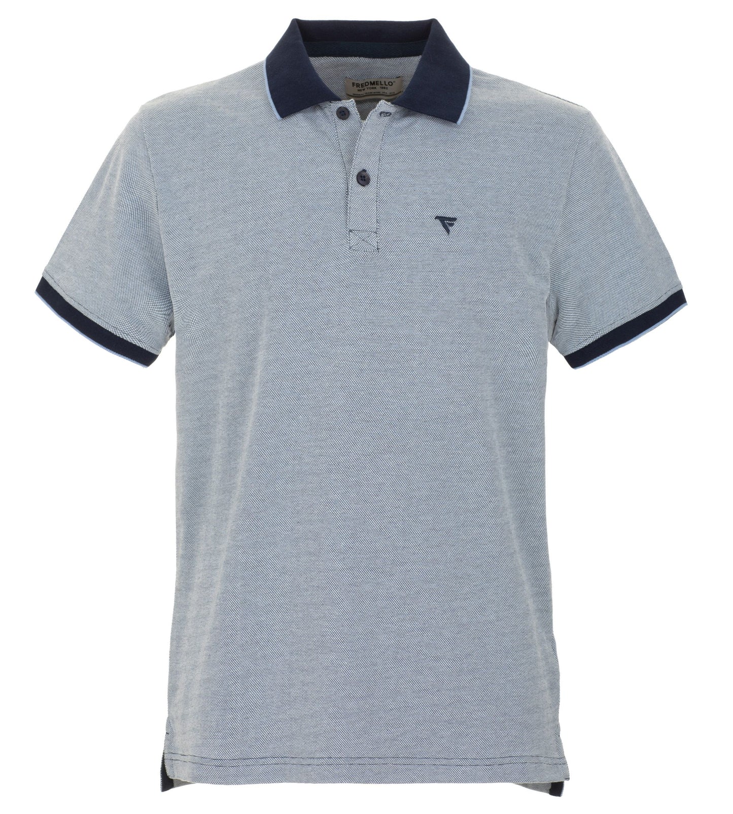 Blue Cotton Men Polo Shirt