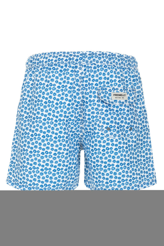 Light Blue Polyester Men Swim Short