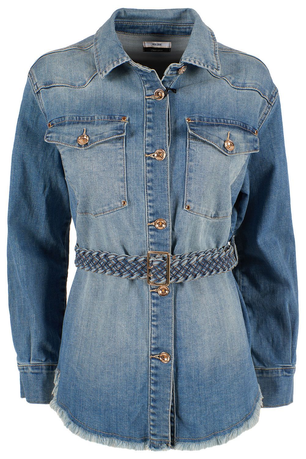 Blue Cotton Women Jacket