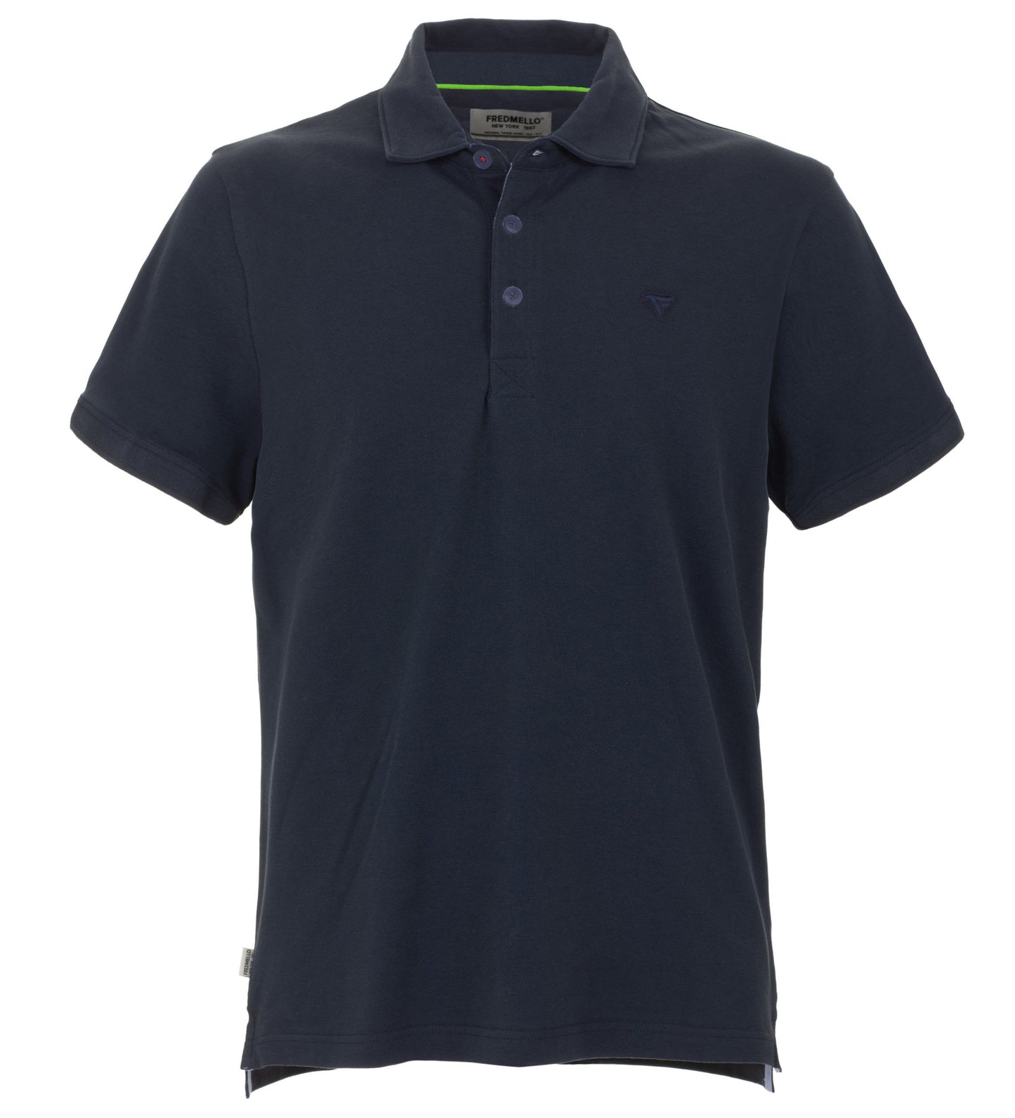 Blue Cotton Men Polo