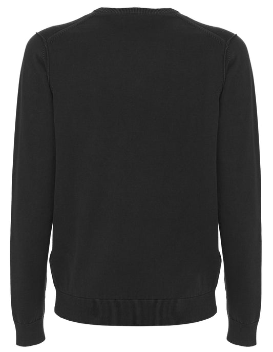 Black Cotton Men Sweater
