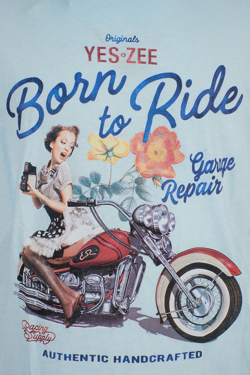 Light Blue Cotton Men T-Shirt