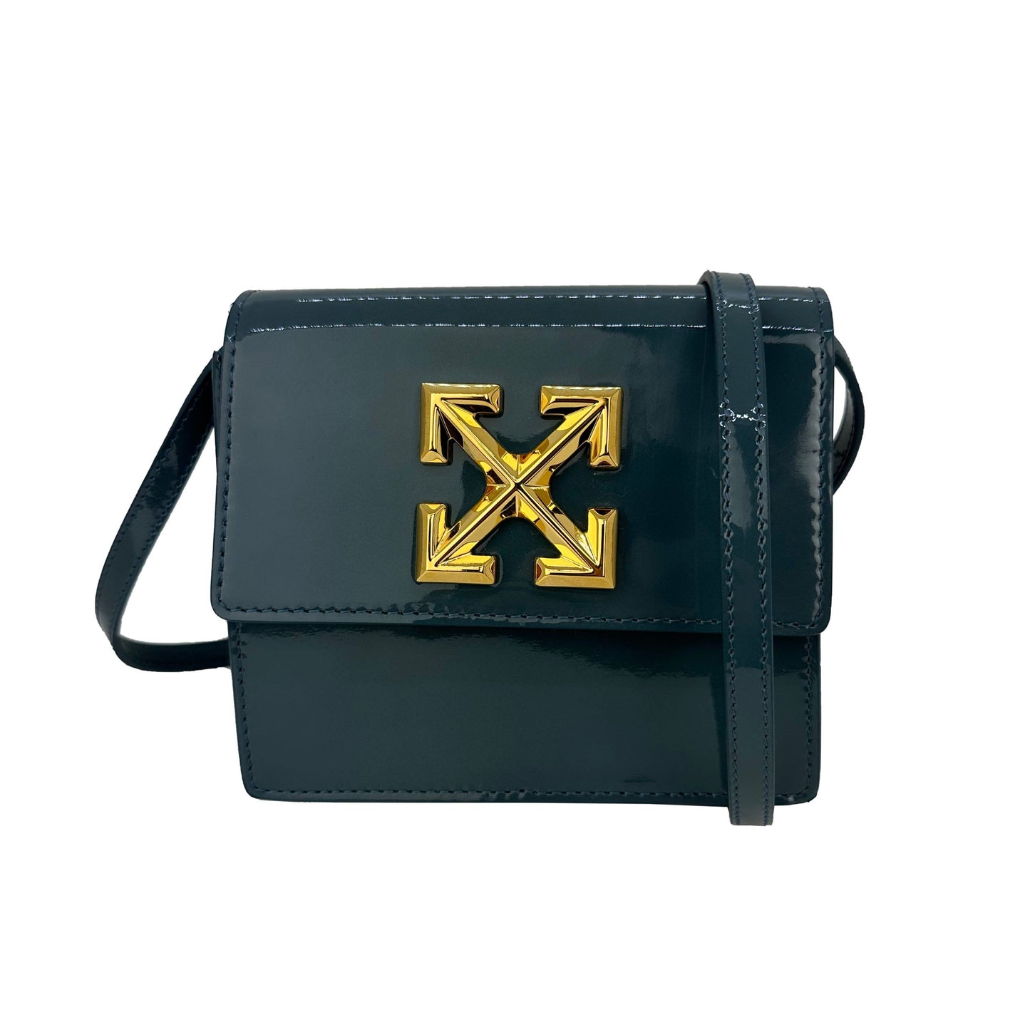 Blue Patent Leather Women Crossbody Bag