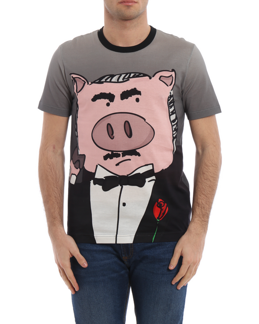 Gray Cotton Men T-Shirt