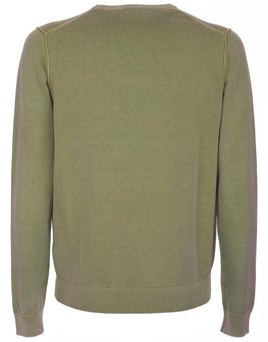 Green Cotton Men Sweater