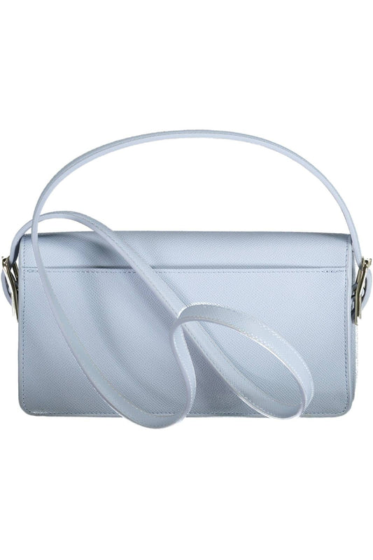 Light Blue Polyurethane Women Handbag