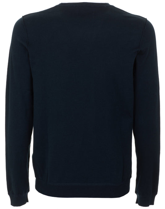 Blue Cotton Men Sweater