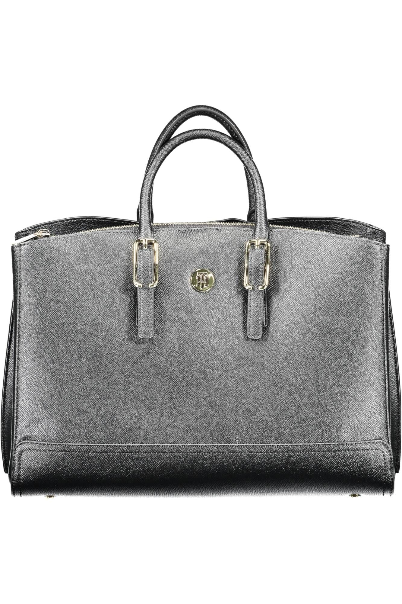 Black Polyurethane Women Handbag