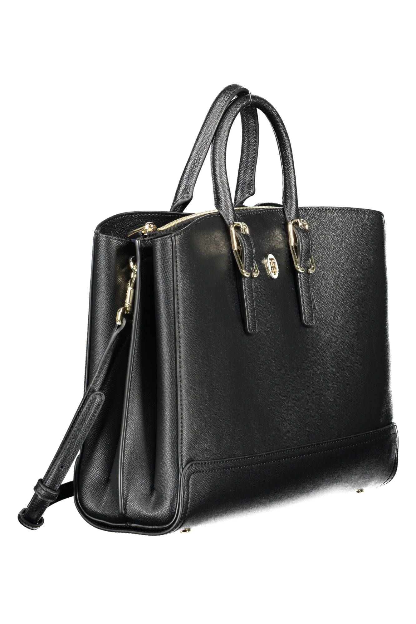 Black Polyurethane Women Handbag