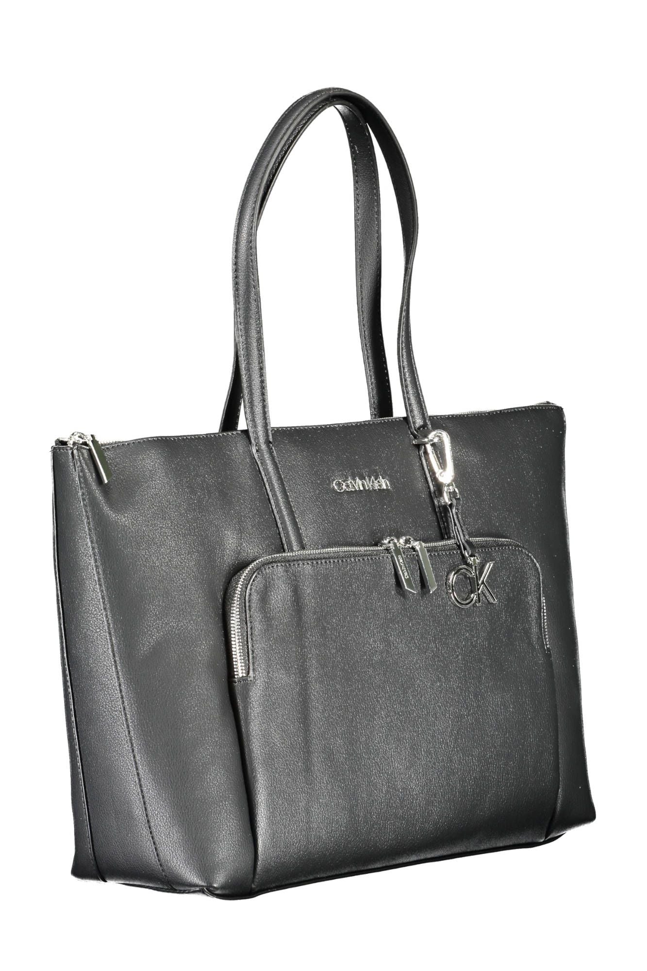 Black Polyurethane Women Handbag