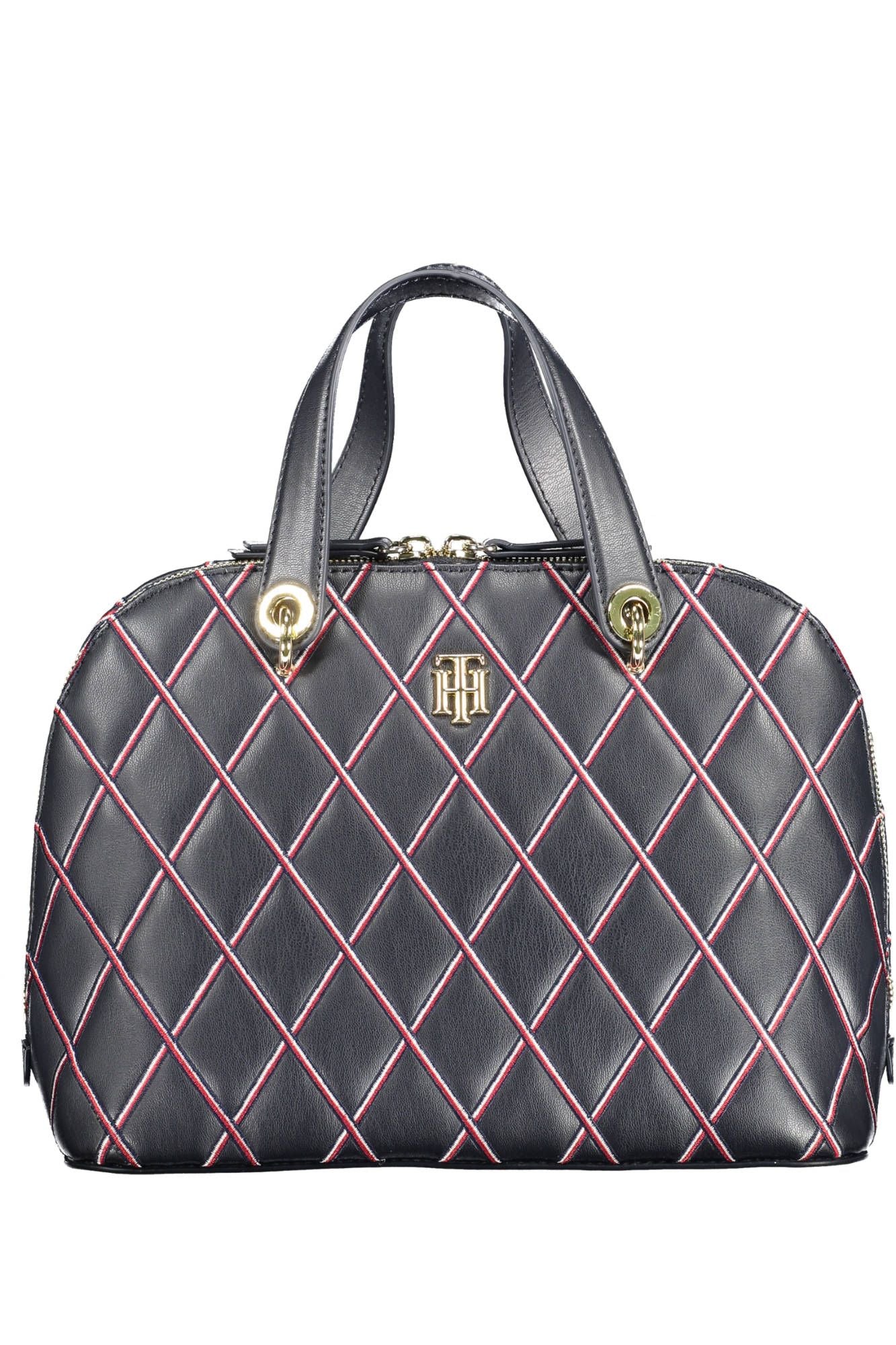 Blue Polyurethane Women Handbag