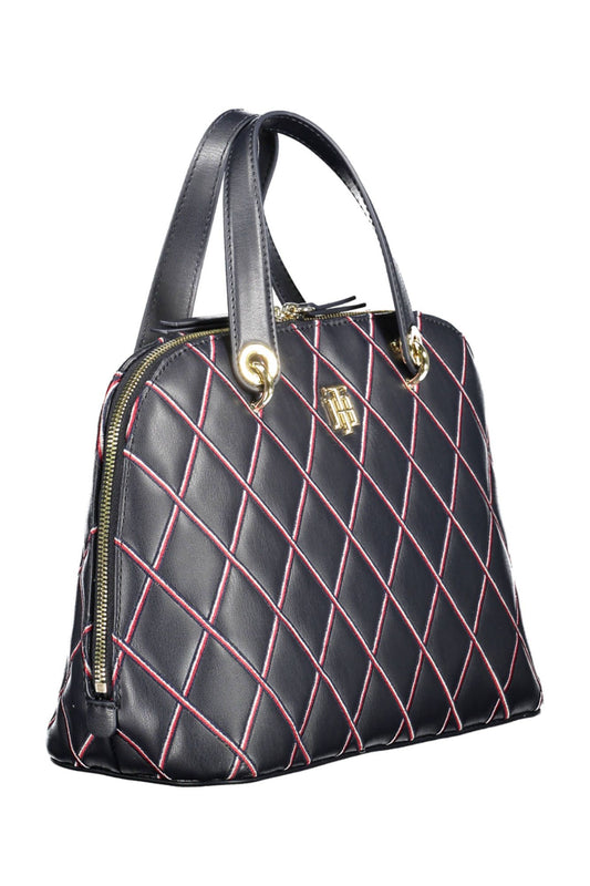 Blue Polyurethane Women Handbag