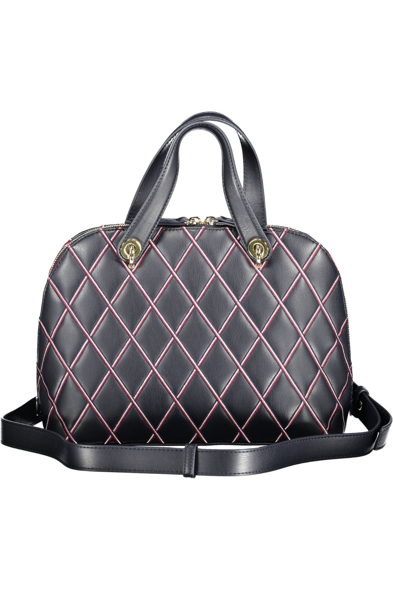 Blue Polyurethane Women Handbag