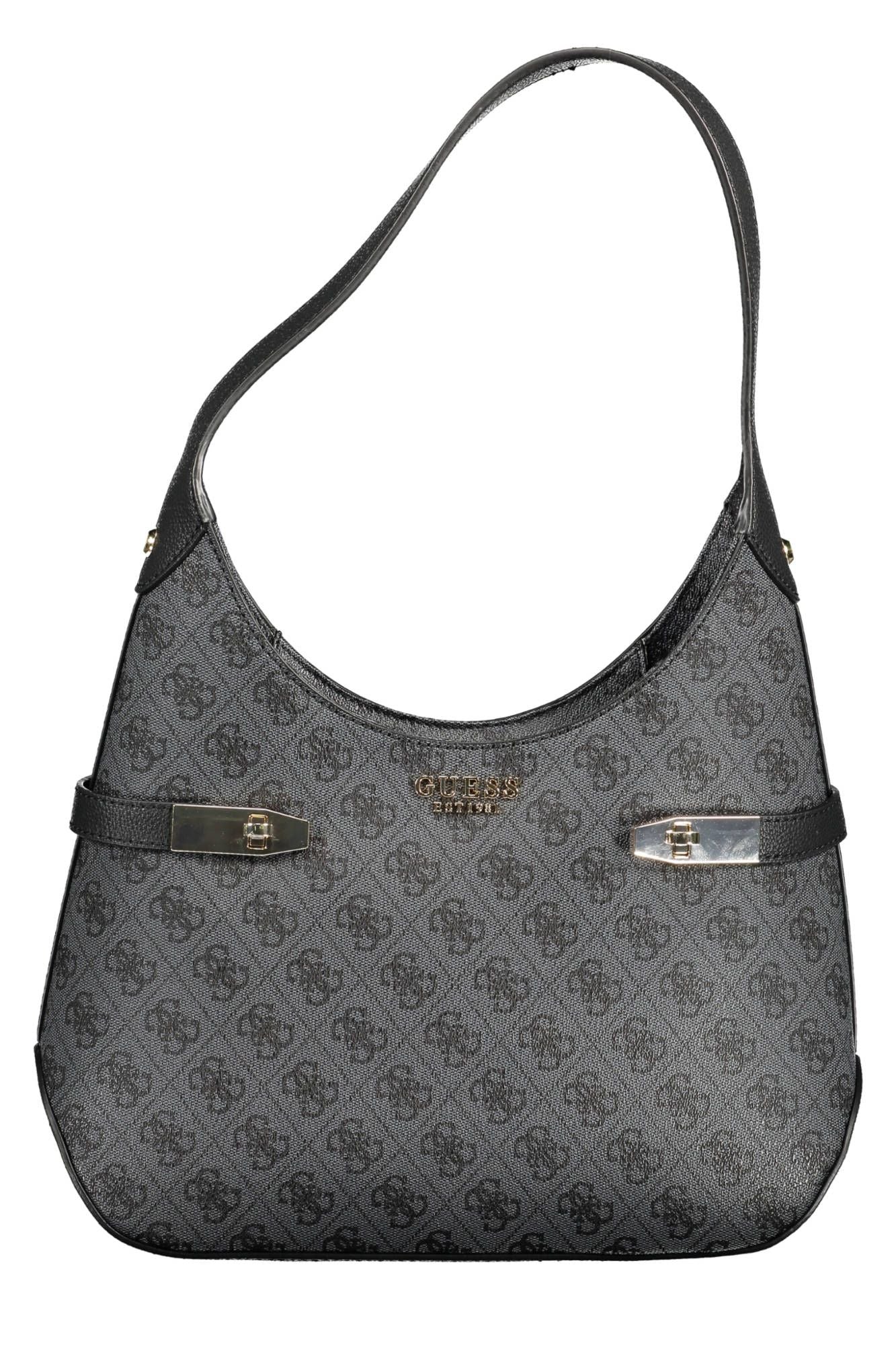 Black Polyurethane Women Handbag