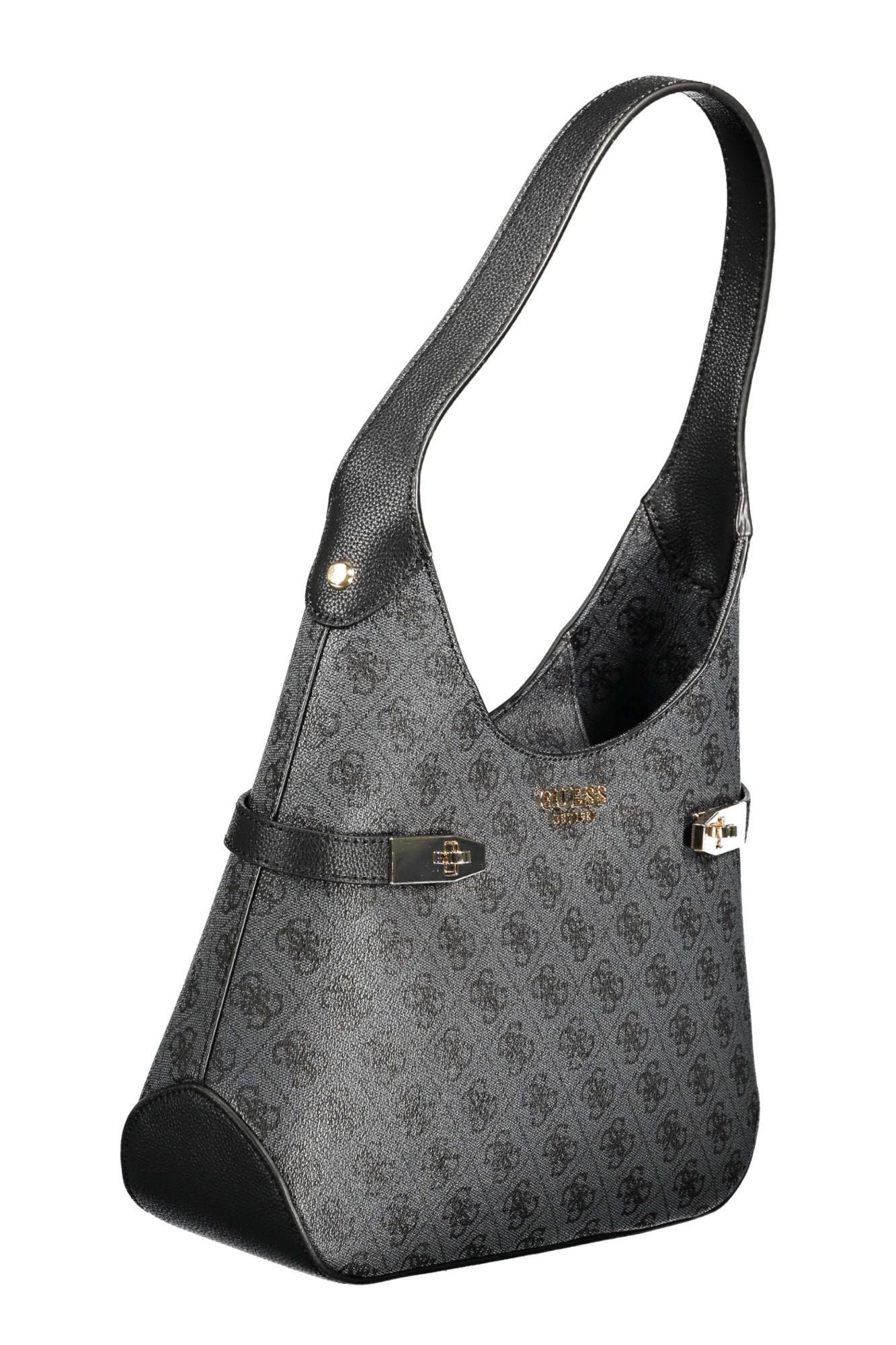 Black Polyurethane Women Handbag