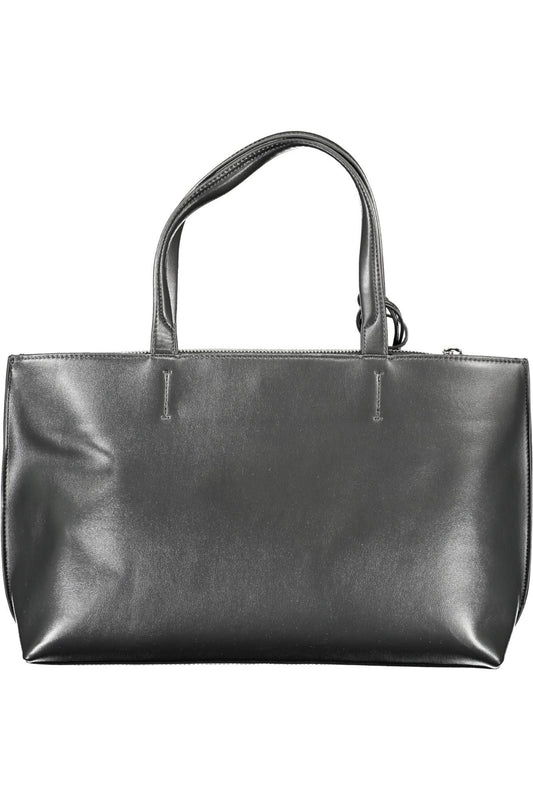 Black Polyurethane Women Handbag