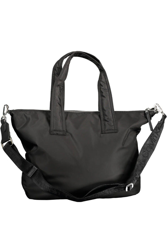 Black Polyester Women Handbag