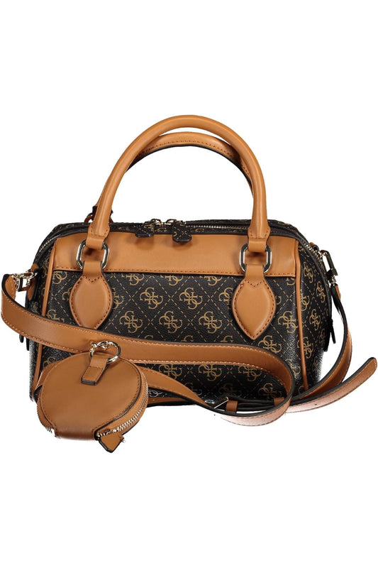 Brown Polyurethane Women Handbag