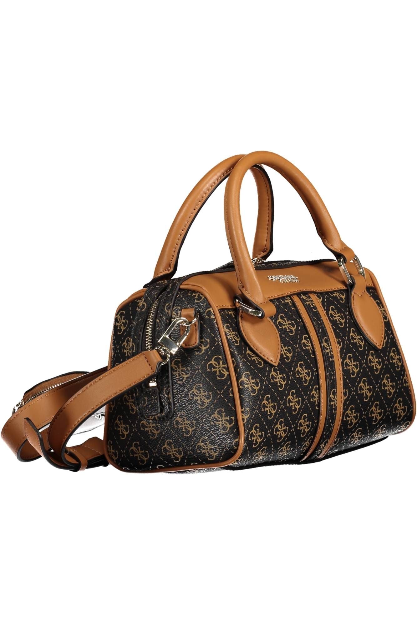 Brown Polyurethane Women Handbag