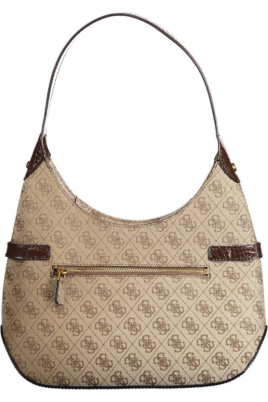 Brown Polyurethane Women Handbag