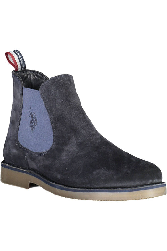 Blue Polyester Men Ankle Boot