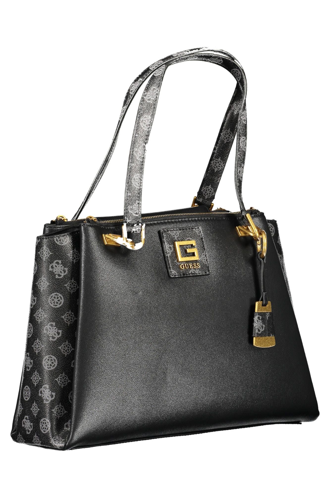 Black Polyurethane Women Handbag