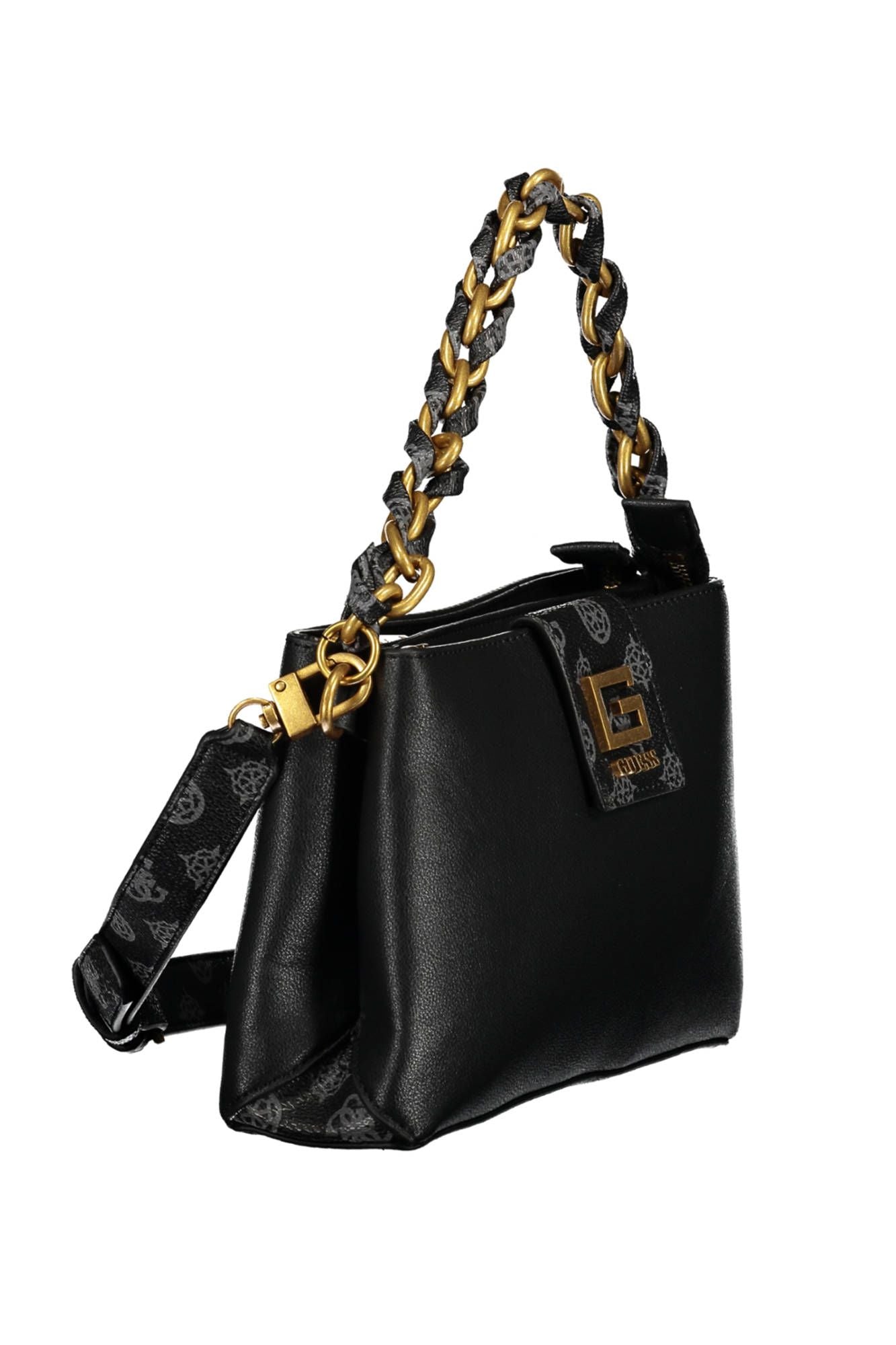 Black Polyurethane Women Handbag