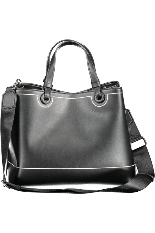 Black Polyurethane Women Handbag
