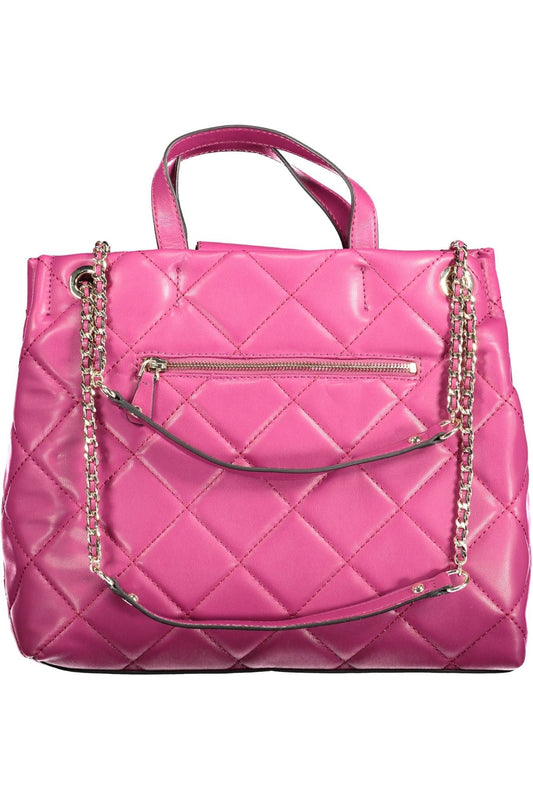 Pink Polyurethane Women Handbag